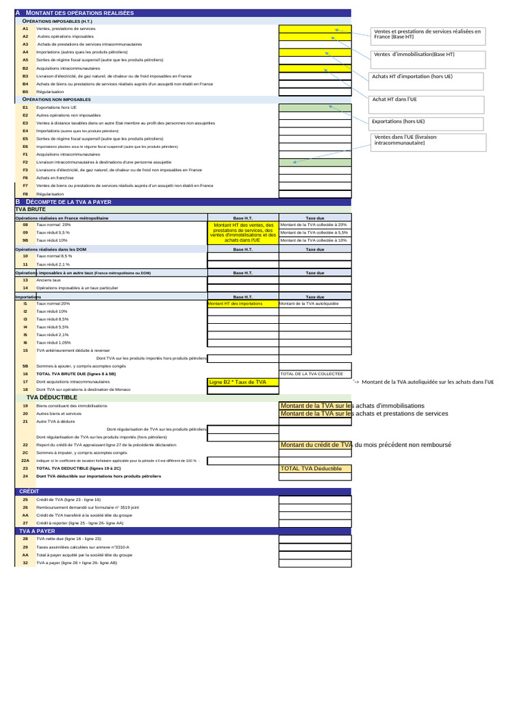 Modèle de déclaration CA3 TVA | PDF | Taxe sur la valeur ajoutée | Échecs