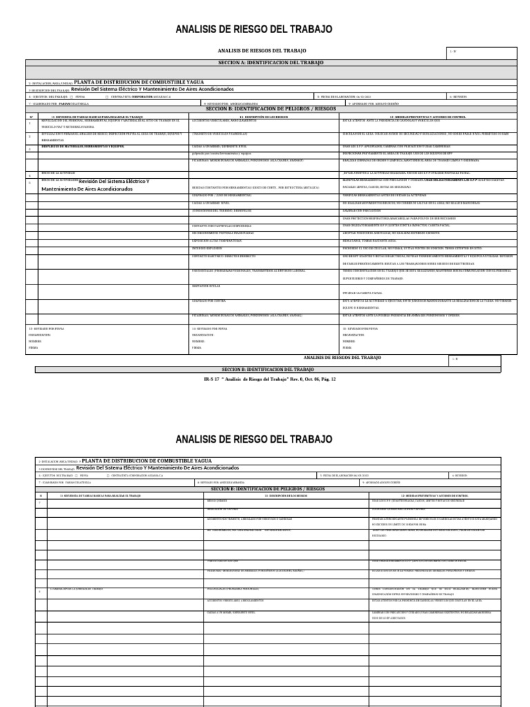 Análisis de Riesgos en Mantenimiento Eléctrico | PDF