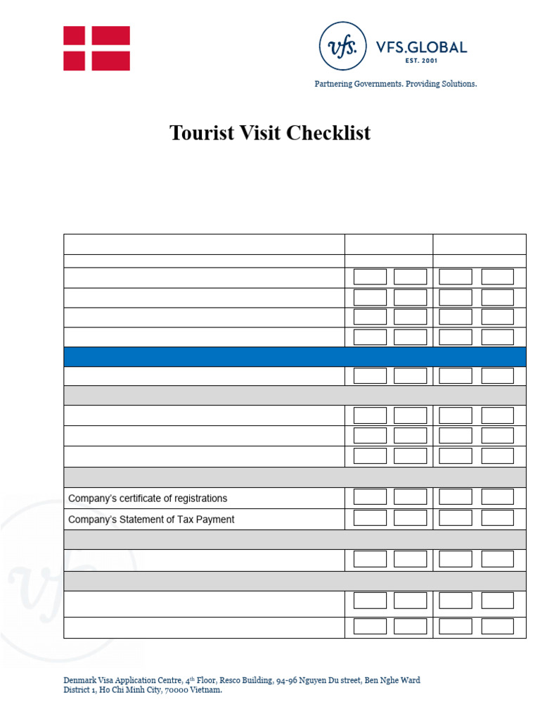 Tourist Visit Checklist | PDF | Travel Visa | Identity Document