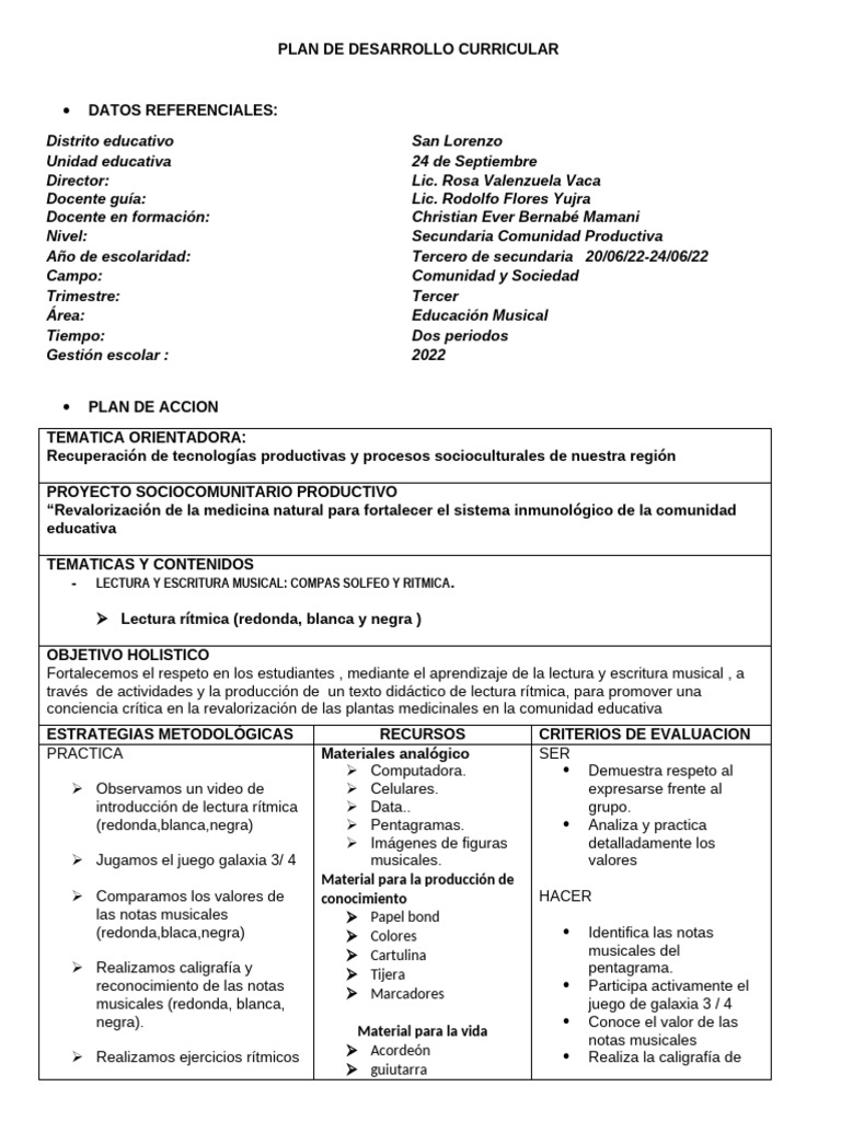 2 Do SEC. PDC BERNABE | PDF | Ritmo | Aprendizaje