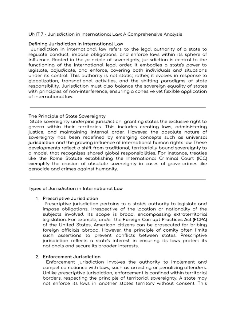 Jurisdiction in International Law Explained | PDF | Jurisdiction ...