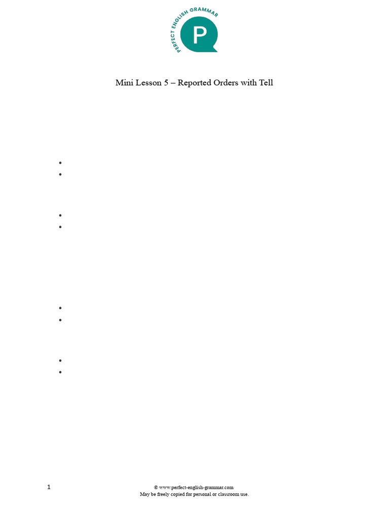 PEG Mini Lesson 5 - Reported Orders With Tell | PDF