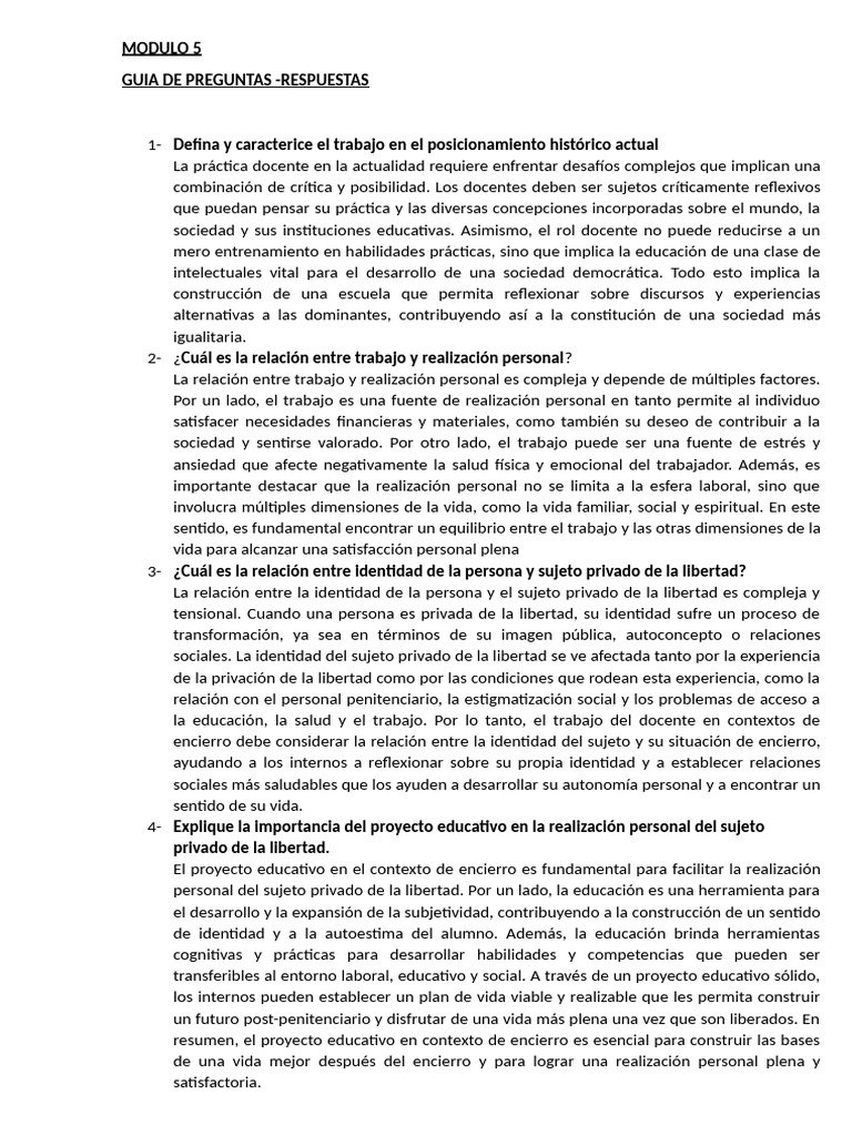 Mod 5 Respuestas | PDF | Empleo | Derecho laboral