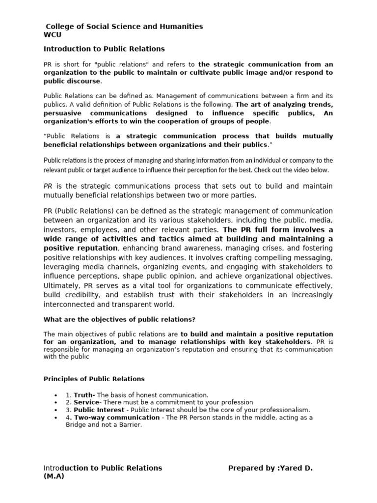 Overview of Public Relations Strategies | PDF | Public Relations ...