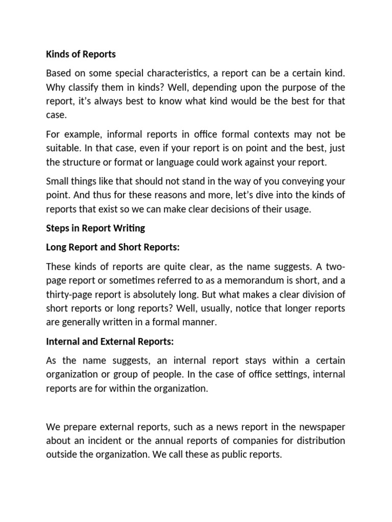 Week 1.Kinds of Reports | PDF