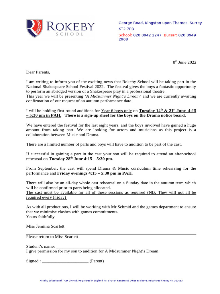 Audition Letter SSF 2022 | PDF | Oral Literature | Entertainment