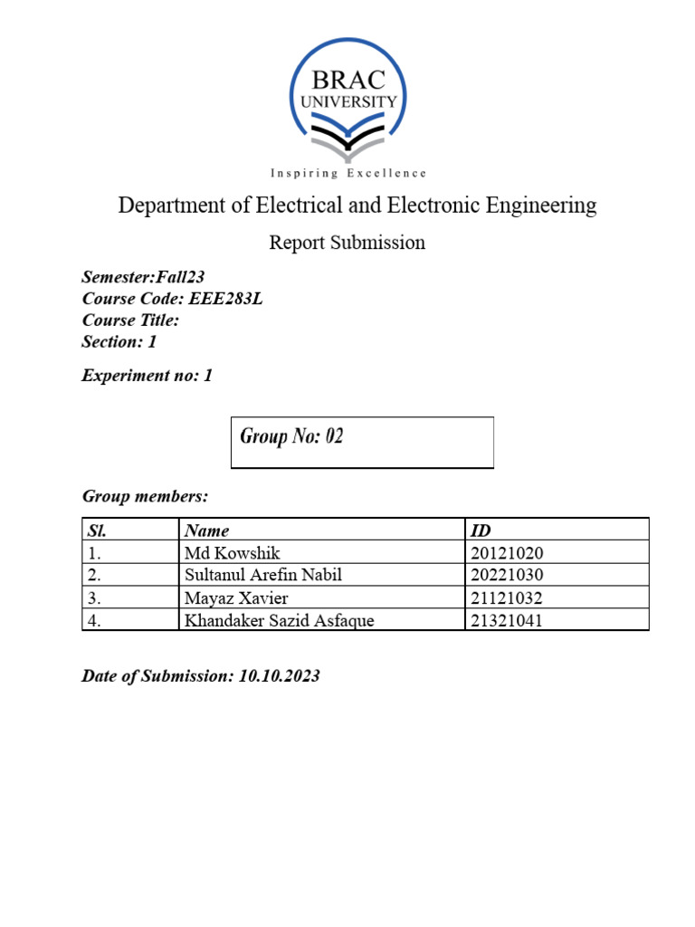 Experiment 1 283L-1 | PDF