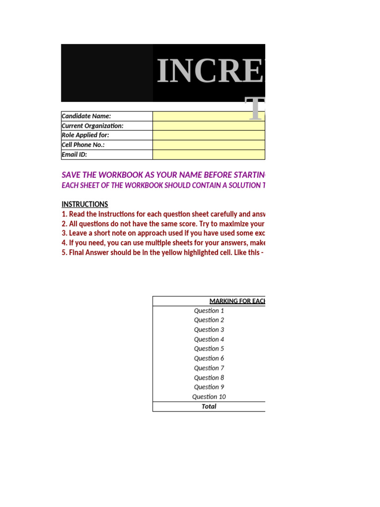 INCREFF_ExcelTest | PDF | Gujarat