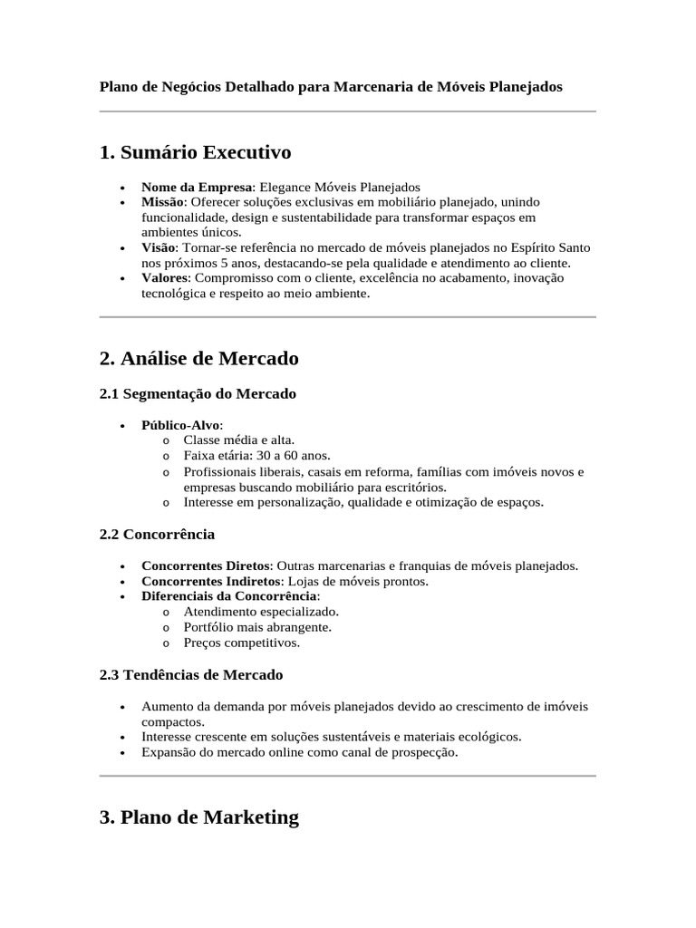 Plano de Negócios para Marcenaria | PDF | Mercado (economia) | Marketing