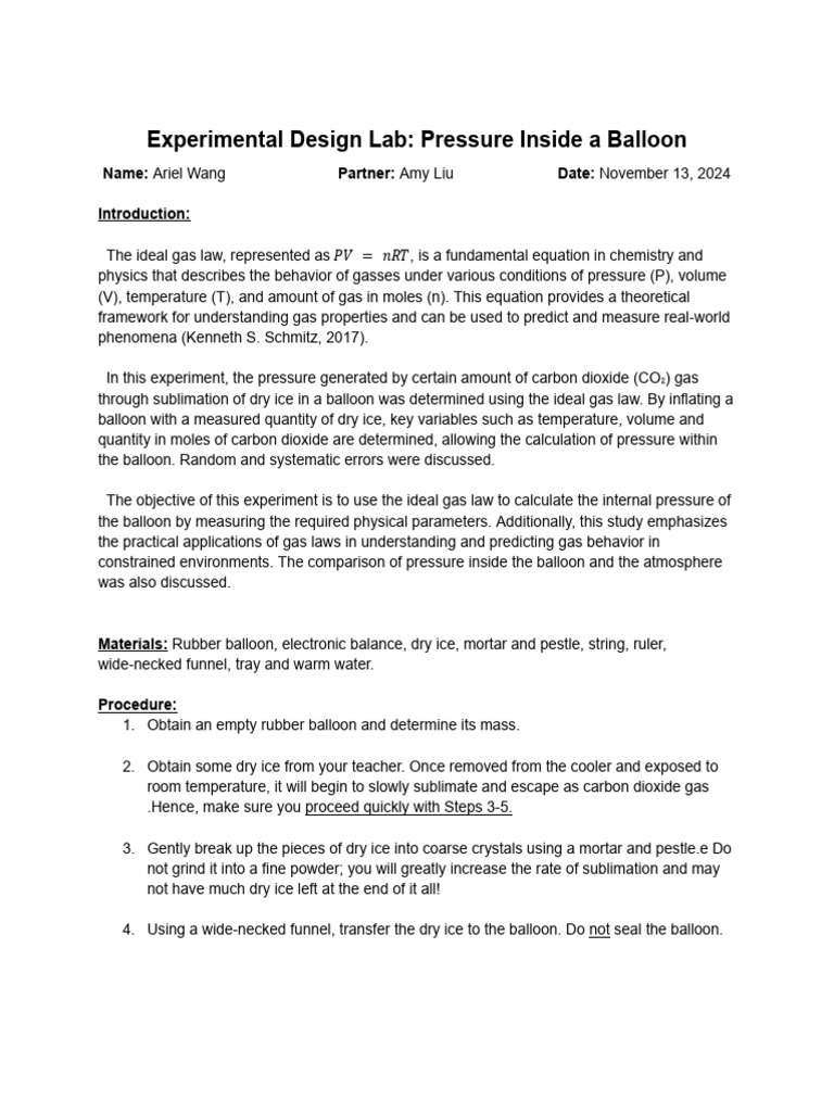 Measuring Balloon Pressure with CO₂ | PDF | Gases | Pressure