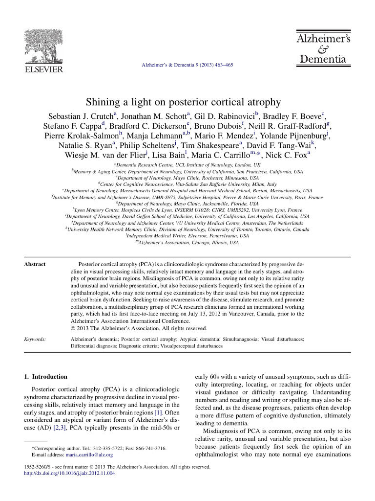Shining A Light On Posterior Cortical Atrophy | PDF | Medical ...