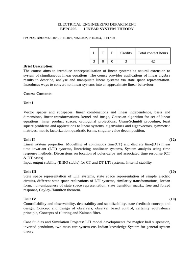 Syllabus of LST | PDF | Matrix (Mathematics) | System Of Linear Equations