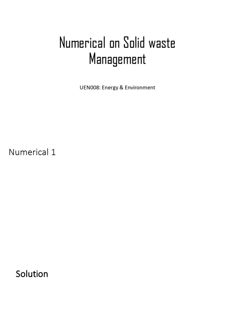 Solid Waste Management Calculations | PDF
