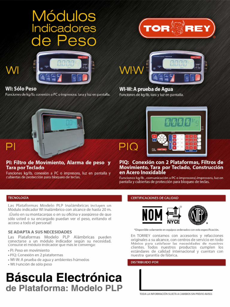 Ficha Tecnica Torrey Modulo Indicador Piq 0piq Display LCD Programable ...
