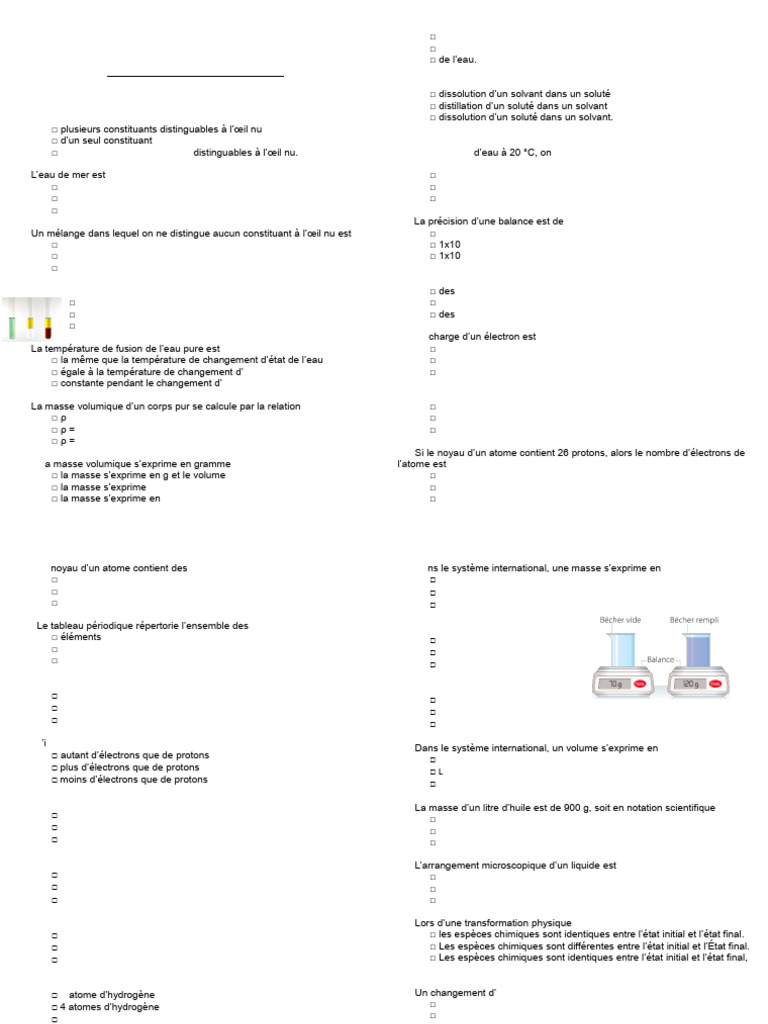 QCM PhysiqueChimie Seconde PDF Ion Atomes — free download