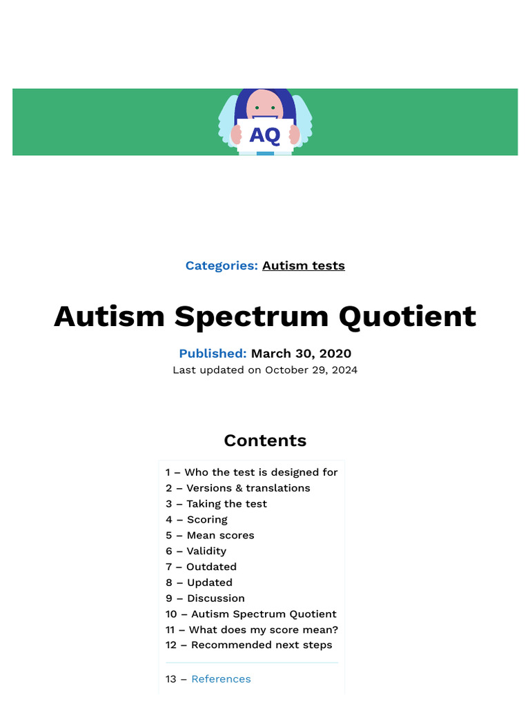 Autism Spectrum Quotient _ Scoring 26 Autism | PDF | Autism Spectrum ...
