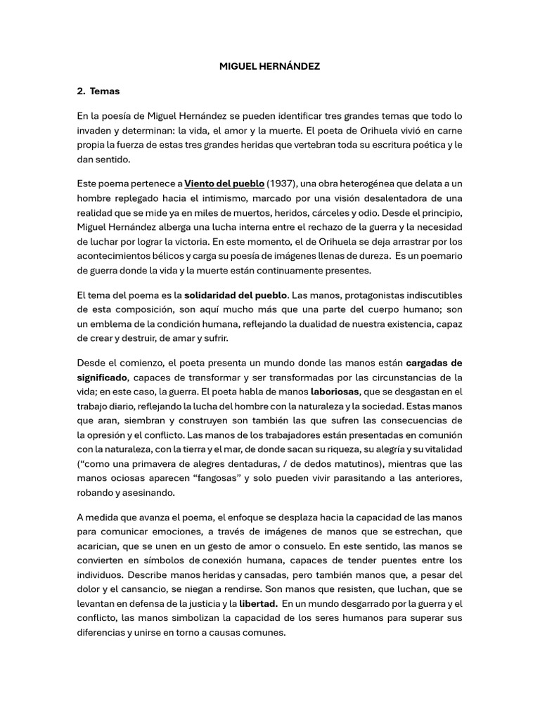 Las manos en la poesía de Hernández | PDF | Amor | Poesía