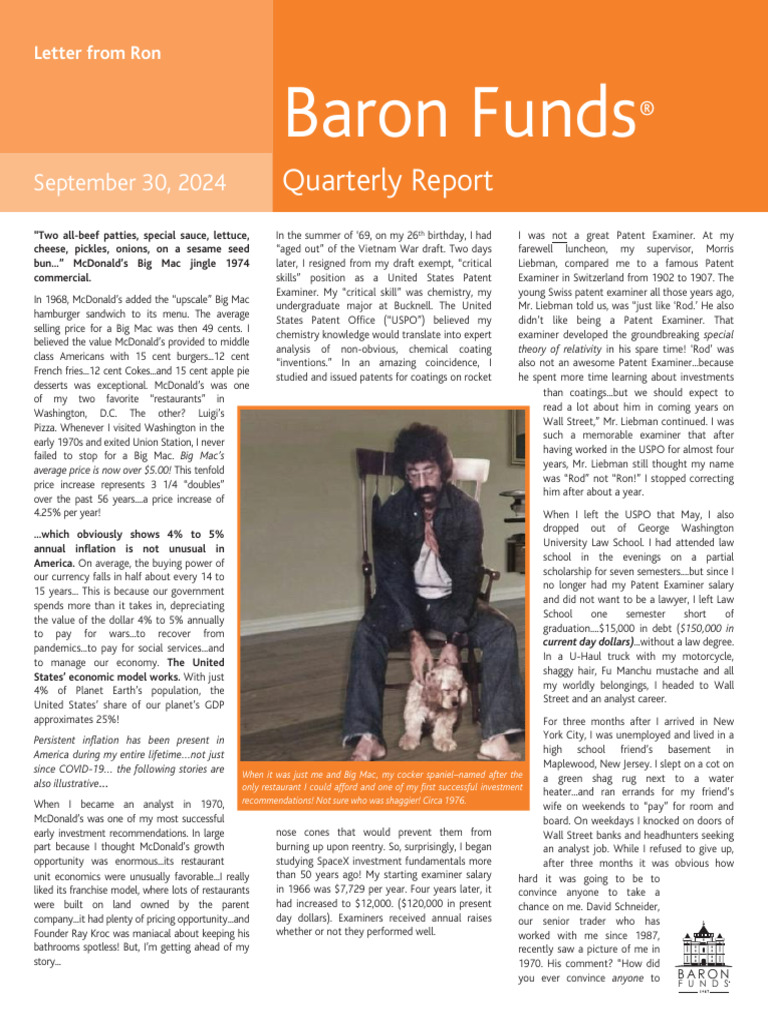 Letter From Ron 9.30.24 | PDF | Investing | Hamburgers