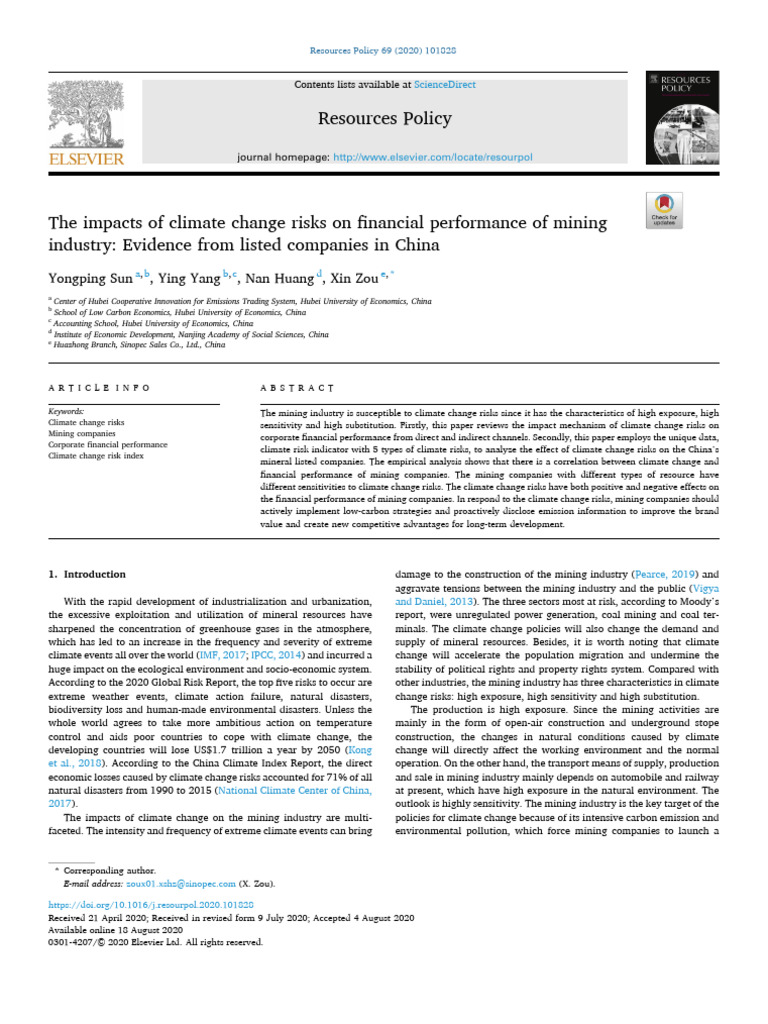 Climate Change Risks in Mining Finance | PDF | Climate Change | Climate ...