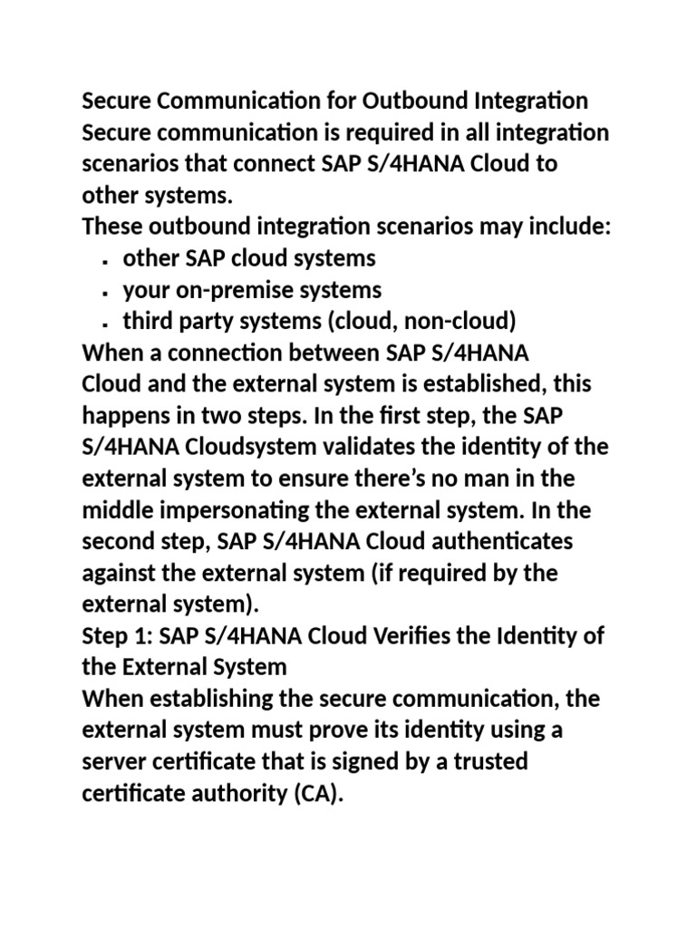 Secure Communication For Outbound Integration | PDF | Public Key ...