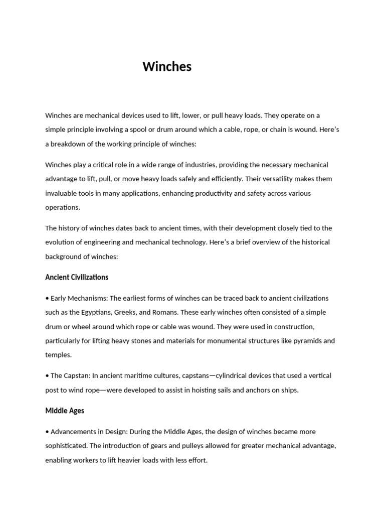 Comprehensive Guide to Winches | PDF | Electric Motor | Anchor