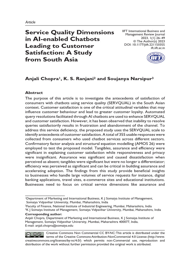 AI Chatbots and Customer Satisfaction Insights | PDF | Survey ...