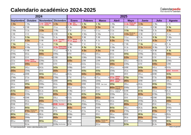 Calendario Academico 2024 2025 Horizontal | PDF