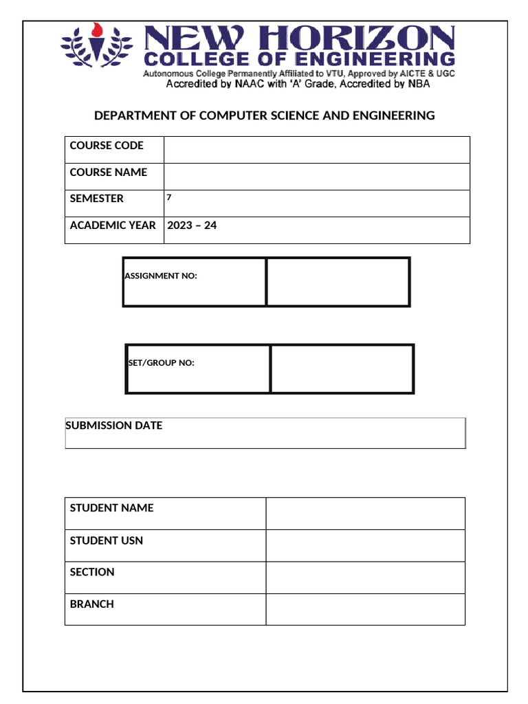 Assignment Front Cover 8th Sem | PDF