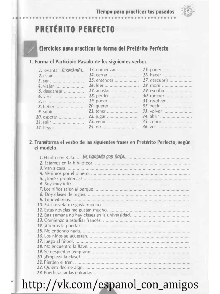 Ejercicios Practicos Perfecto Compuesto | PDF