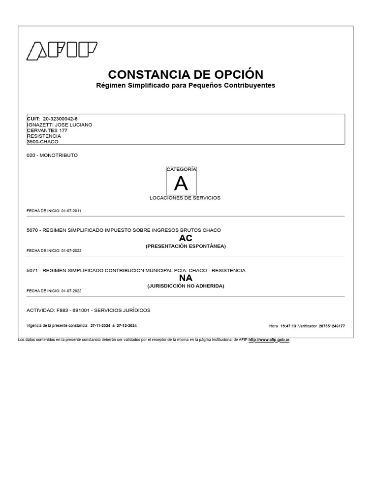 AFIP - Administración Federal de Ingresos Públicos JLI NOV 2024 | PDF