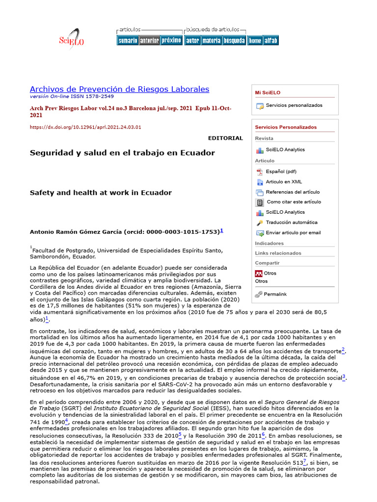 Seguridad y salud laboral en Ecuador | PDF | Ecuador | Empleo