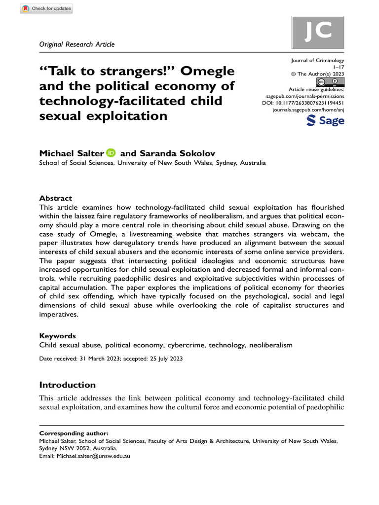  2023 talk to strangers omegle and the political economy of