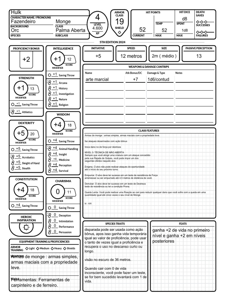 2024 5e Inspired Character Sheet v1.3 (EN Interactive) PDF