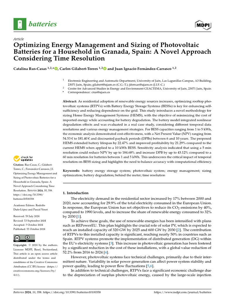 Optimizing Energy Management and Sizing of Photovoltaic | PDF ...