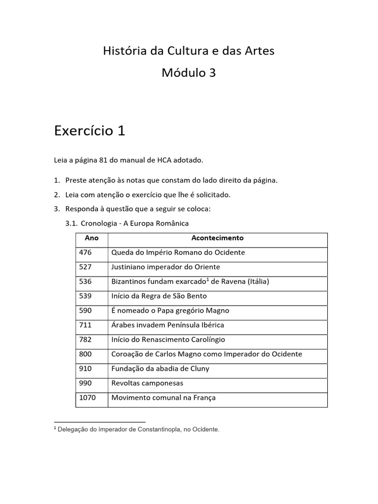 Cronologia da Europa Românica: Séculos V-X | PDF