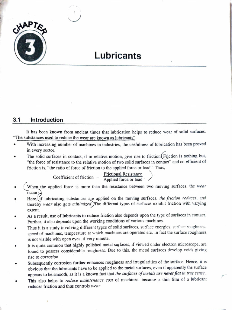 Notes of Lubrication | PDF | Lubricant | Friction