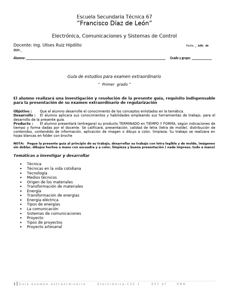 Guia - Ex - Extra - Electrónica-1 - EST67 Ulises | PDF