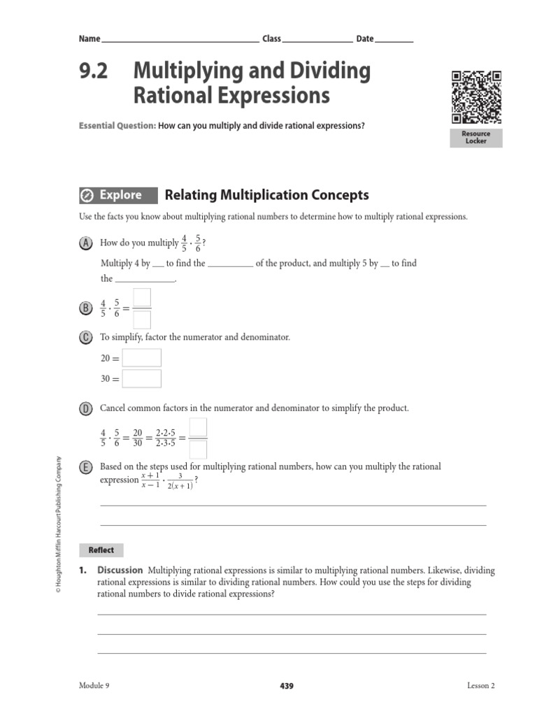 Multiplying and Dividing Rational Expressions | PDF | Multiplication ...