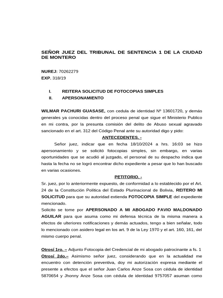 Reiteracion de Solicitud de Expediente | PDF | Documento de identidad ...