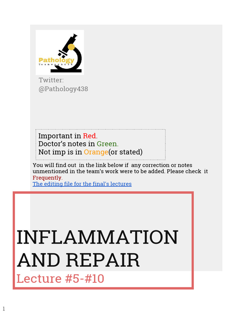 Inflammation and Repair Overview | PDF | Inflammation | Macrophage