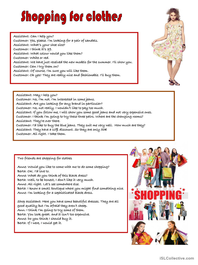 Shopping Dialogue for Clothes | PDF