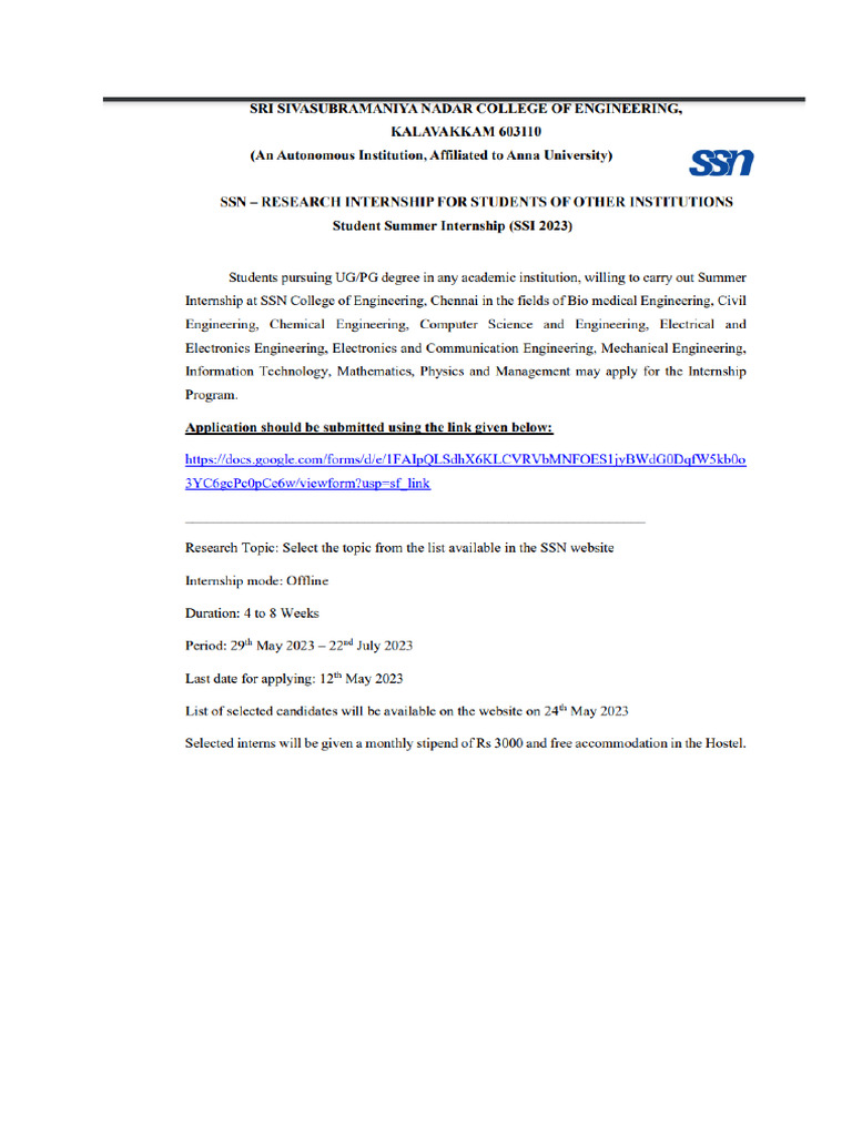 Internship For Btech Students | PDF