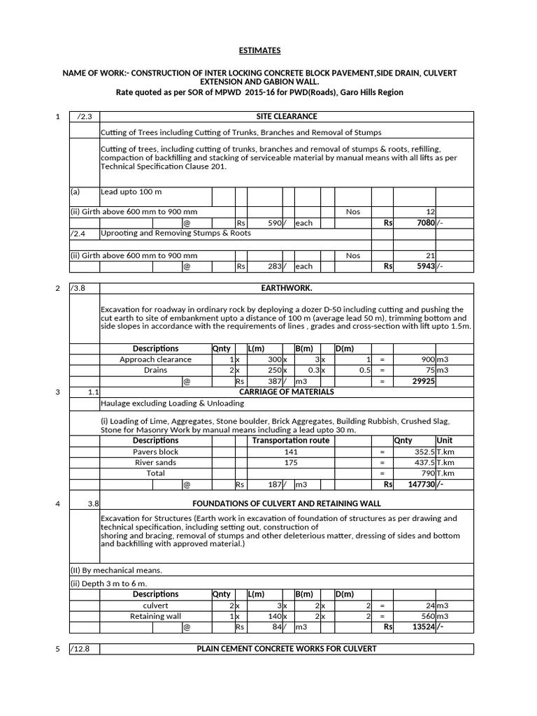 Rongmil Prime Hub Estimate | PDF | Concrete | Construction Aggregate