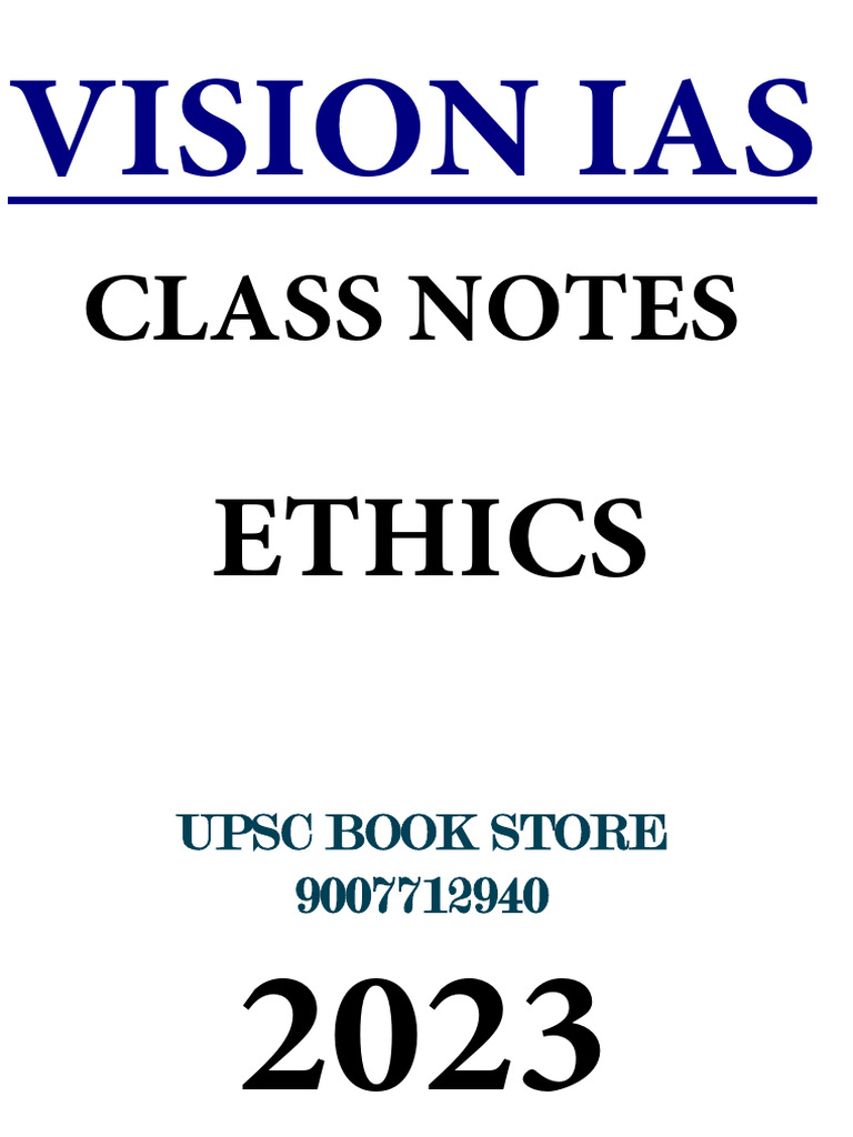 Vision IAS Ethics Class Notes 2023 | PDF