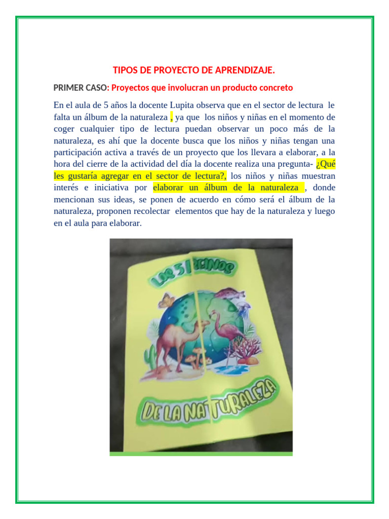 Proyectos de Aprendizaje en el Aula Infantil | PDF