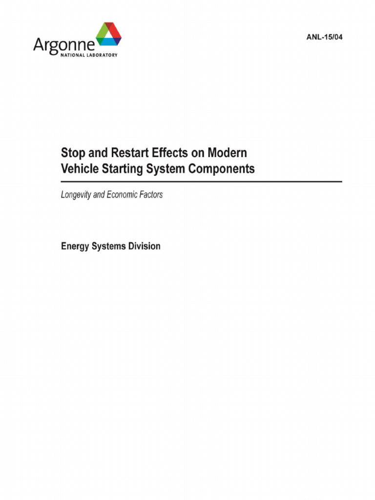 Stop & Restart Effects On Modern Vehicle Staring System | PDF | Engines ...