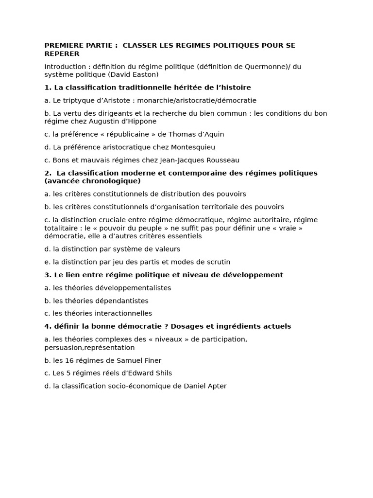 Classification des Régimes Politiques | PDF