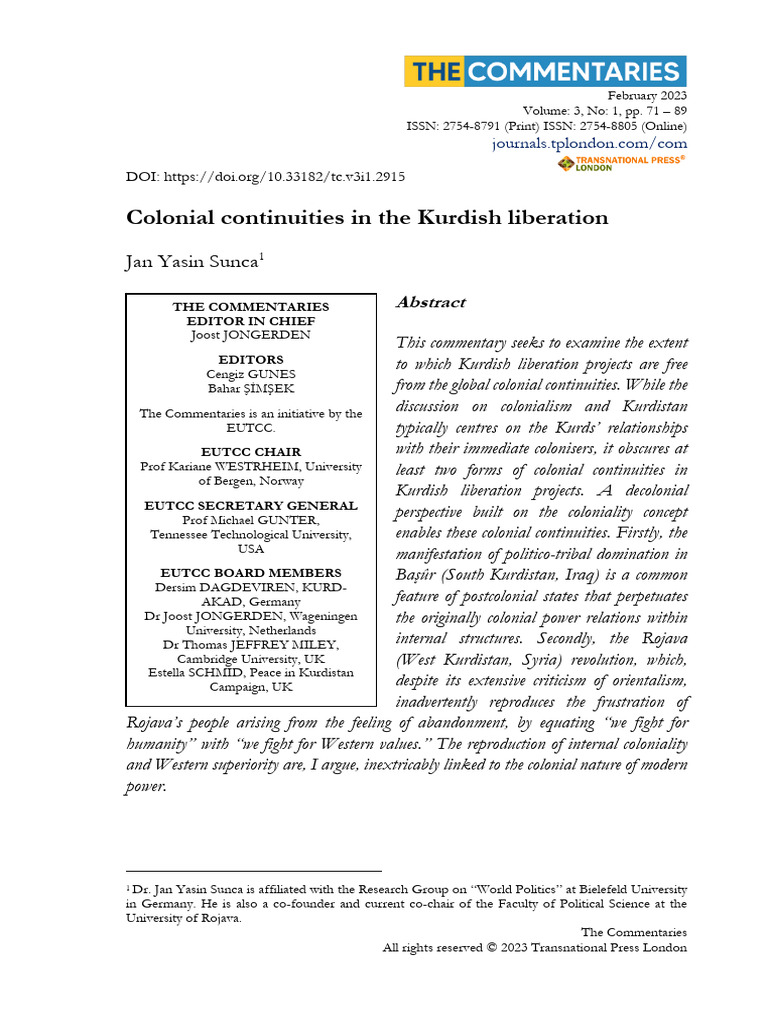 Colonial Continuities in The Kurdish Lib | PDF | Political Science