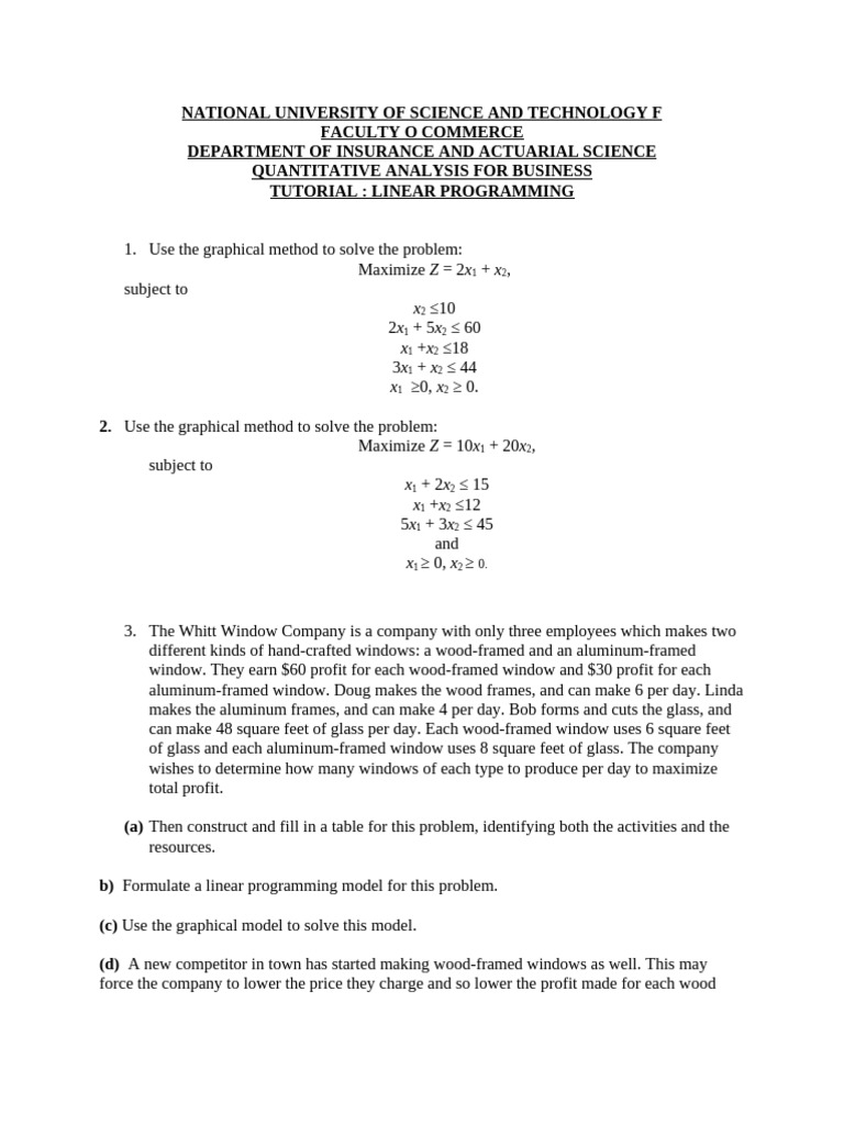 Qab Linear Programming Tutorial | PDF | Linear Programming | Hot Dog