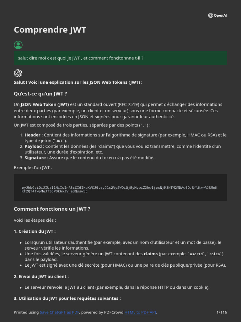 Comprendre JWT | PDF | Cookie (informatique) | Internet